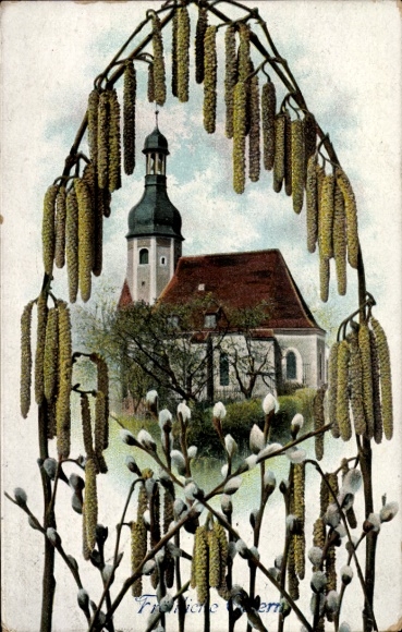 PC Annaburg Saxony-Anhalt, front view of a PC with a picture of a church, framed...