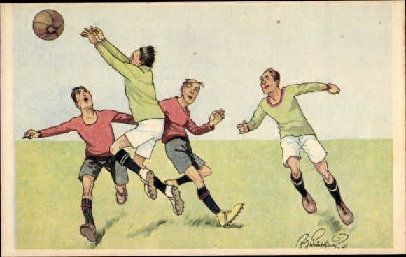 Artist PC Schönpflug, Fritz, footballers at the football game