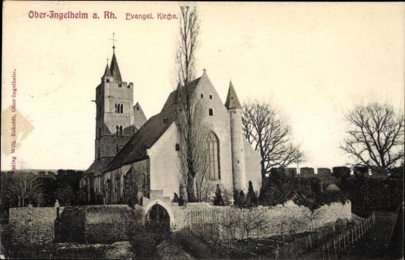 Postcard Ober Ingelheim am Rhein, Church