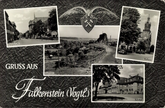 Ak Falkenstein Königstein im Taunus, Hauptstraße, Rathaus, Bahnhof, Lochstein