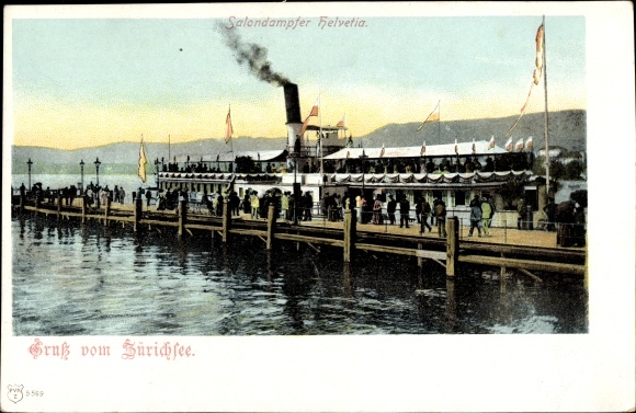 Ansichtkaart Kanton Zürich, Meer van Zürich, salonstoomboot Helvetia