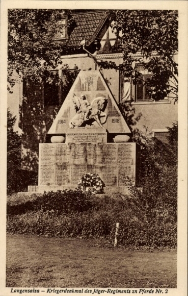 Ak Bad Langensalza in Thüringen, Kriegerdenkmal des Jäger-Regiments zu Pferde