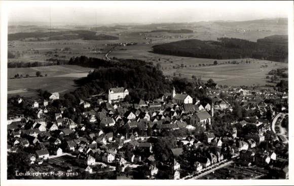 Postcard Leutkirch im Allgäu Württemberg, aerial photograph