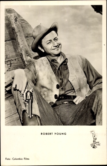 KP Aktor Robert Young, Portret, Rewolwer, Krew i złoto