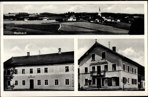 Ak Roßbach in Niederbayern, actie van Martin Brunnmeier, herberg Felix Trager, afstandsschot