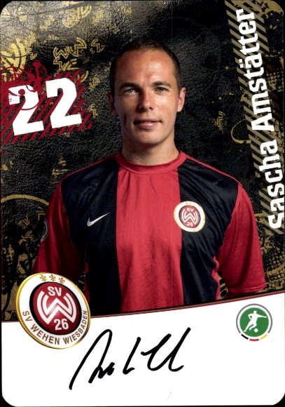 Autograph card footballer Sascha Amstätter, SV Wehen Wiesbaden, autograph