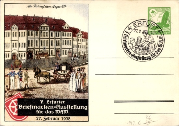 Postwaardestuk Ak Erfurt in Thüringen, V. Postzegeltentoonstelling voor de WHW 1938, Post, Woede