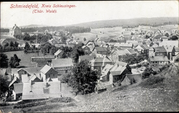 Postcard Schmiedefeld am Rennsteig Suhl, view of the town