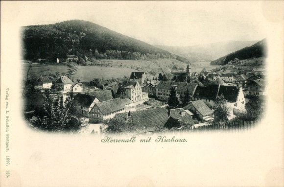 Postcard Bad Herrenalb in the Black Forest, Panorama, Kurhaus