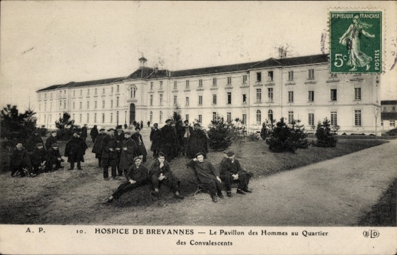 Ak Brevannes Val de Marne, Hospice de  Pavillon des Hommes, Convalescents,  Architektur, 5 Centim