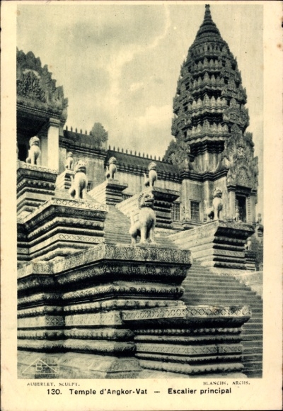 Ak Angkor Wat Kambodscha, Tempelanlagen, Haupttreppe