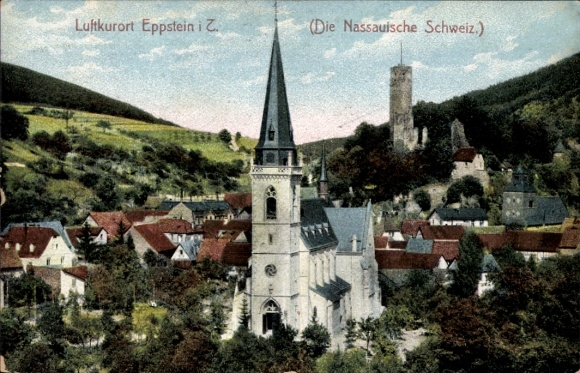 Postcard Eppstein im Taunus, The Nassau Switzerland, Panorama of the town