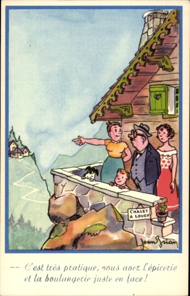 Künstler Ak Familie in einem Gasthaus, Humor