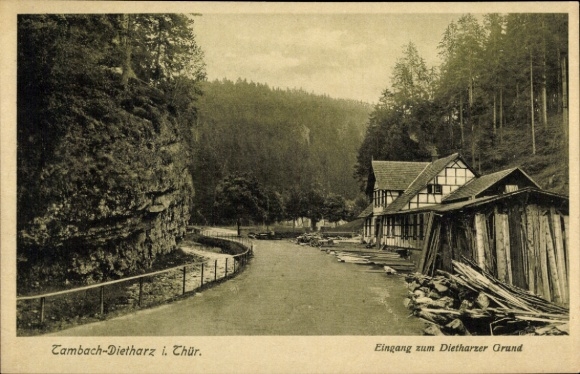 Postcard Tambach Dietharz in Thuringia, entrance to the Dietharzer Grund