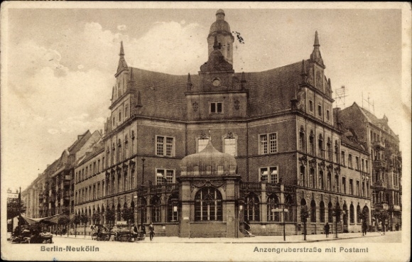 Postcard Berlin Neukölln, Anzengrubenstraße, Post Office