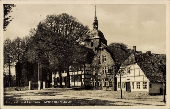 Postcard castle on the island of Fehmarn, church, museum