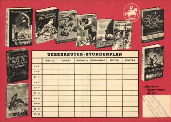 Timetable Ueberreuter youth books, list of books, new publications around 1960