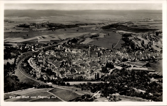 Ak Weil der Stadt in Württemberg, Fliegeraufnahme