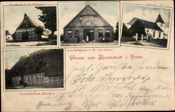 PC Bramstedt Hagen in Bremisch in Lower Saxony, church, inn, commercial building in Memmen