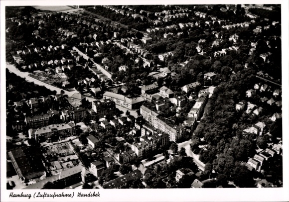 Postcard Hamburg Wandsbek, aerial photograph