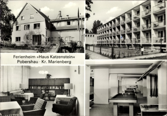Ak Pobershau Marienberg im Erzgebirge, Ferienheim Haus Katzenstein, Leseraum, Sportraum