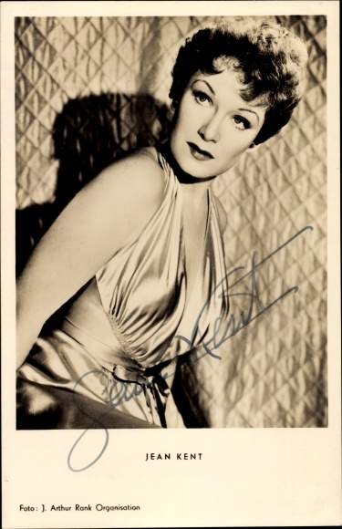 Postcard actress Jean Kent, portrait, autograph