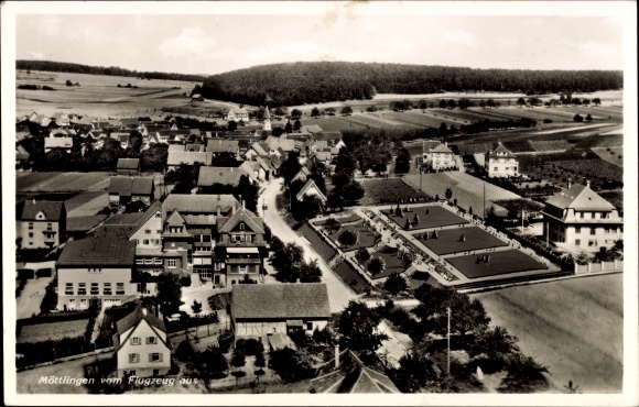 Ak Möttlingen Bad Liebenzell im Schwarzwald, Fliegeraufnahme