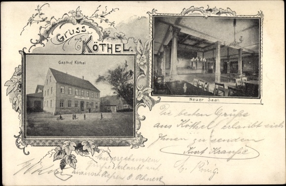 Postcard Köthel Schönberg Saxony, Inn, New Hall