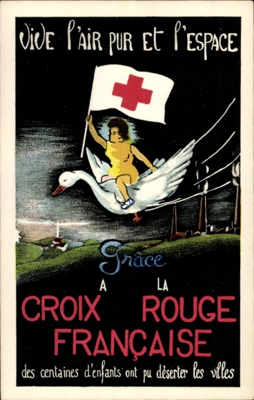 Postcard Long live clean air and clean space, thanks to the French Red Cross
