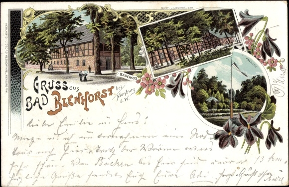 Chromo-Litho Bad Blenhorst Balge in Lower Saxony, inn, bathhouse
