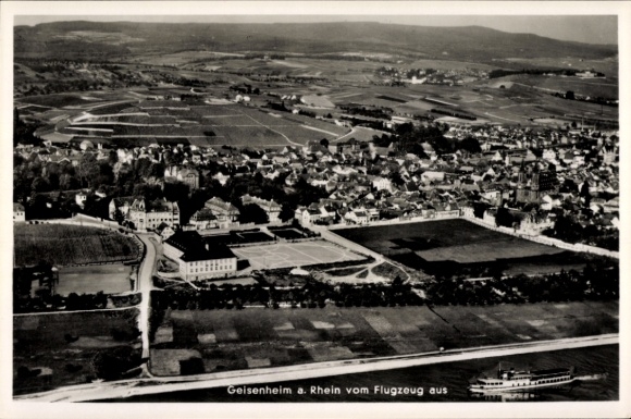 Postcard Geisenheim am Rhein Hesse, aerial photograph