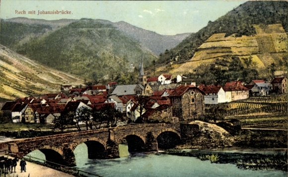 Postcard Rech an der Ahr, village with Johannisbrücke