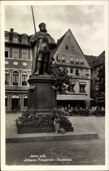 Ak Jena in Thüringen, Johann Friedrich-Denkmal, Statue,  Gebäude