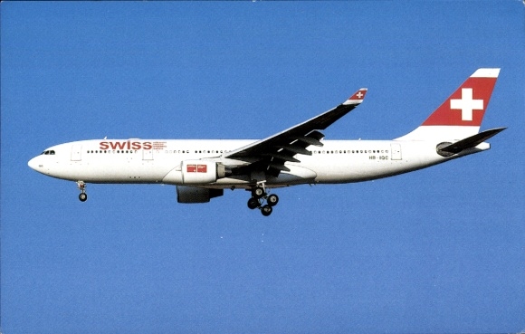 Postcard passenger aircraft Swissair, Airbus A330-223, HB-IQC, Breithorn