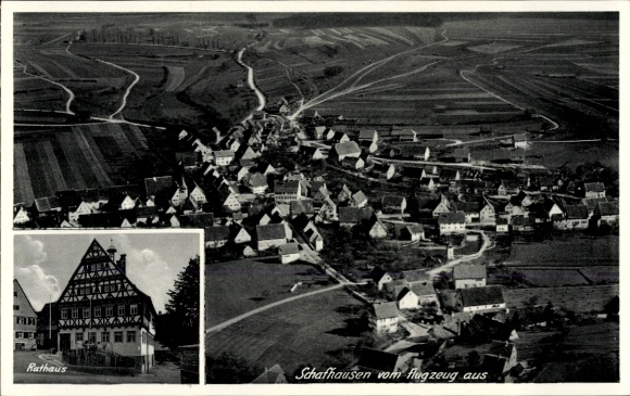 Postcard Schafhausen Weil der Stadt in Württemberg, aerial photograph, town hall