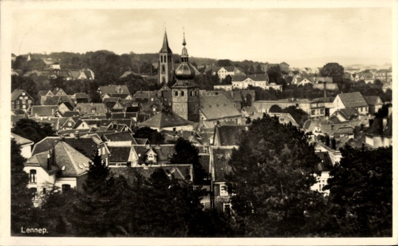 Postcard Lennep Remscheid in the Bergisches Land, city view, churches, roofs, architecture