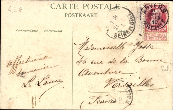 Postcard Brussels Brussels, Rue de la Régence, Street Train