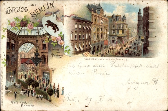 Chromo-Litho Berlin, Café Keck Passage, Friedrichstrasse