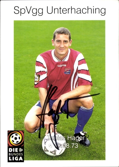 Autograph card footballer Tobias Hager, SpVgg Unterhaching, autograph
