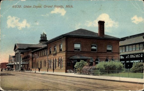 Briefkaart Grand Rapids Michigan de VS, Union Depot
