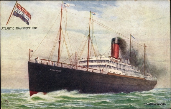 Artiest Ak Steamer SS Minnewaska, Red Star Line, Dampfer, Atlantic Transport Line