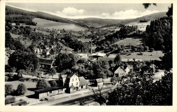 Postcard Waldmichelbach Wald Michelbach in the Odenwald Hesse, view of the landscape, houses, railway track