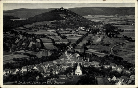 PC Sandbach Breuberg in the Odenwald Hessen, general view with Breuberg Castle