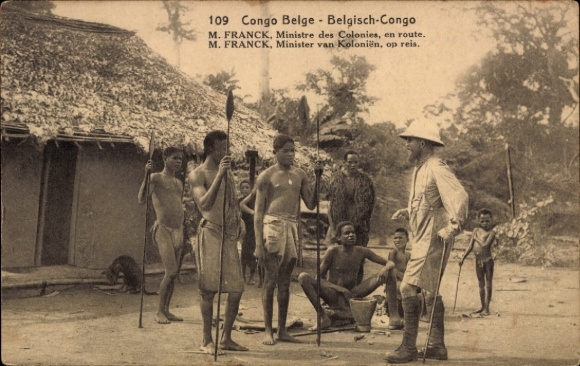 Ganzsachen Ak Zaire Belgisch Kongo, M. Franck, Ministre des Colonies, en route