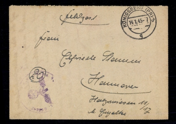 Field post "Königsberg (Pr.) 14.1.45"