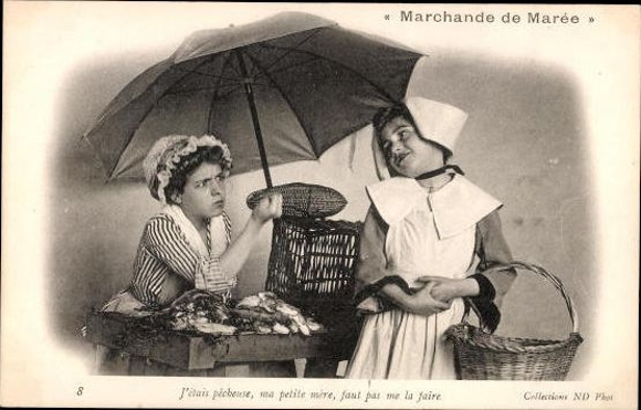10 alte Ak Serie Fischverkäufer, Kinder als Fischhändler Marchande de Marée, diverse Ansichten