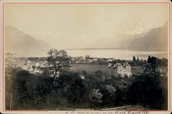 Cabinet photo Vevey Canton of Vaud, 1881, Vue generale, La Dent du Midi