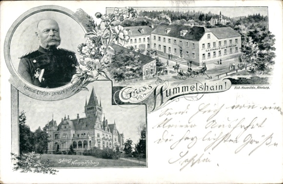 Ak Hummelshain in Thüringen, Herzog Ernst v. Sachsen Altenburg, Schloss, Gasthaus