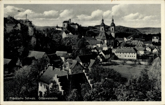 Postcard Gössweinstein Gößweinstein in Upper Franconia, Franconian Switzerland, landscape with houses and church