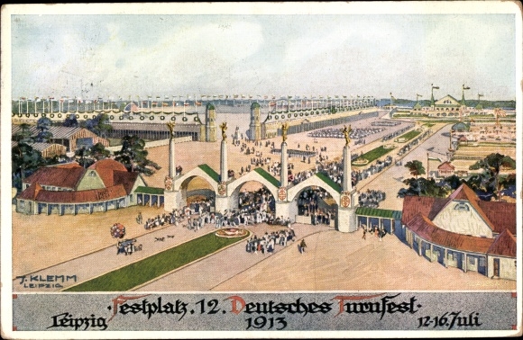 Artist PC Klemm, J., Leipzig in Saxony, 12th German Gymnastics Festival 1913, fairground